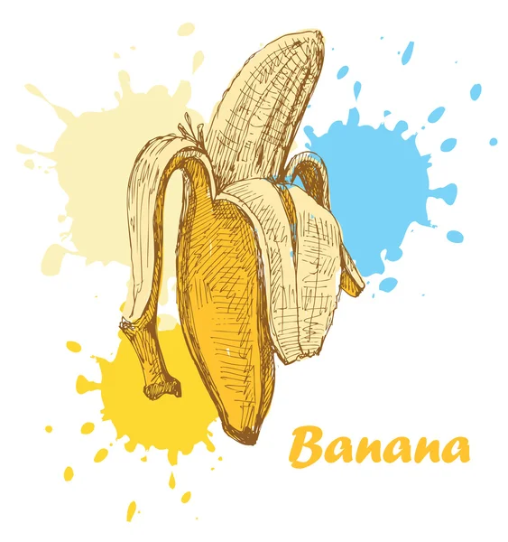Banana de desenho manual — Vetor de Stock