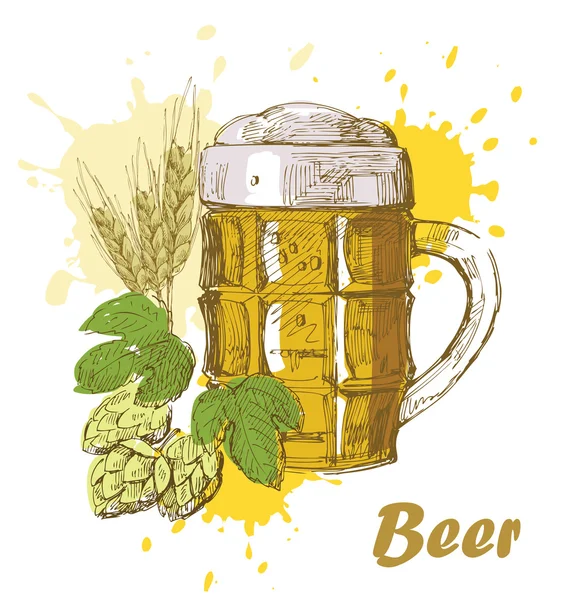 Dessiner à la main bière — Image vectorielle