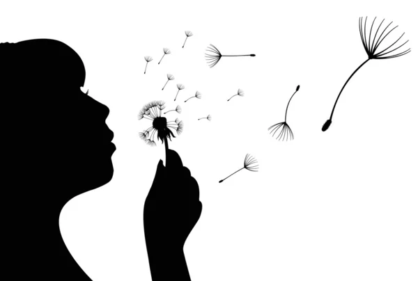Pissenlit fleur et fille — Image vectorielle
