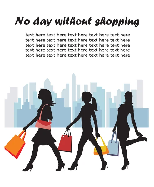 Mode shopping filles illustration — Image vectorielle