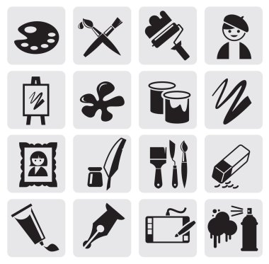 Icons set arts clipart