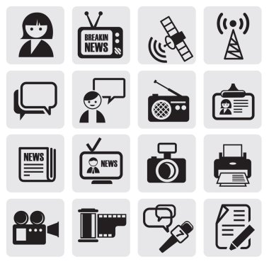 Reporter icons set clipart