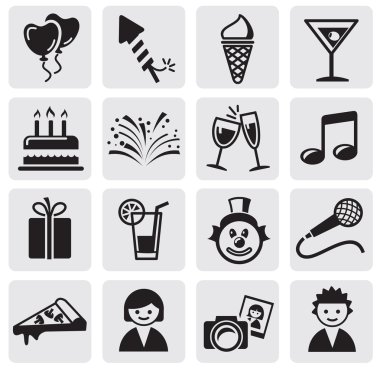 Birthday icons set clipart