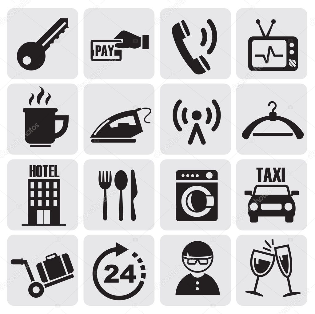 Hotel and rest icons set