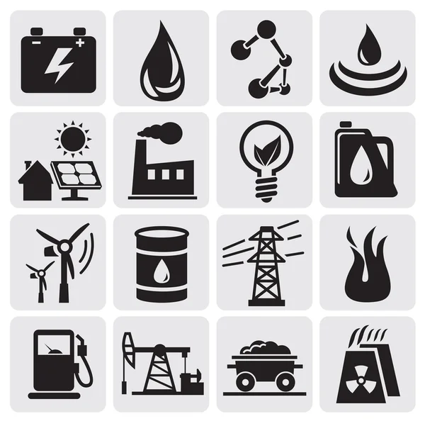 Iconos de energía y energía — Vector de stock