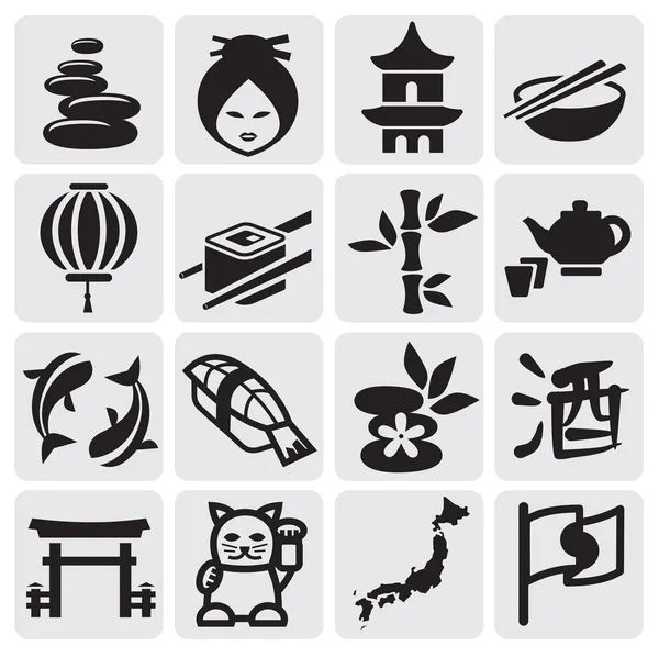 Conjunto de iconos japoneses — Vector de stock