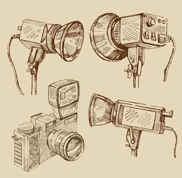 Kézzel rajzolt kamera — Stock Vector