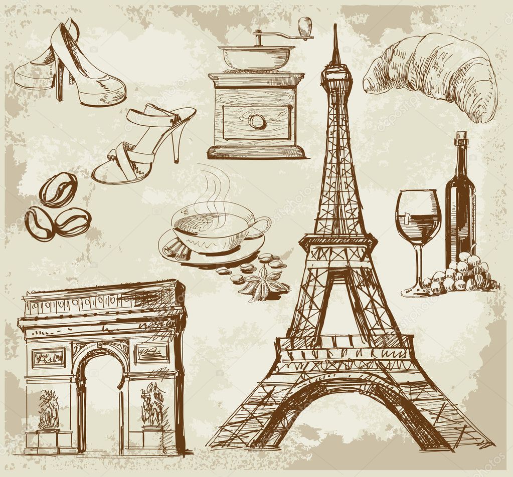 Paris dibujos imágenes de stock de arte vectorial | Depositphotos