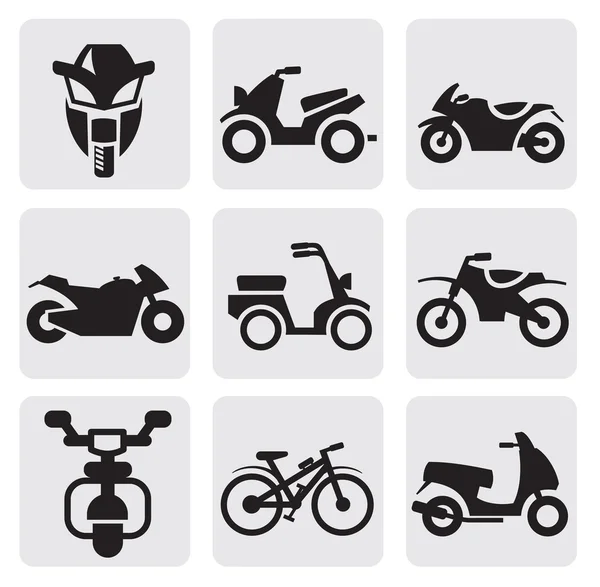 Motorcycles and bicycles set — Stock Vector