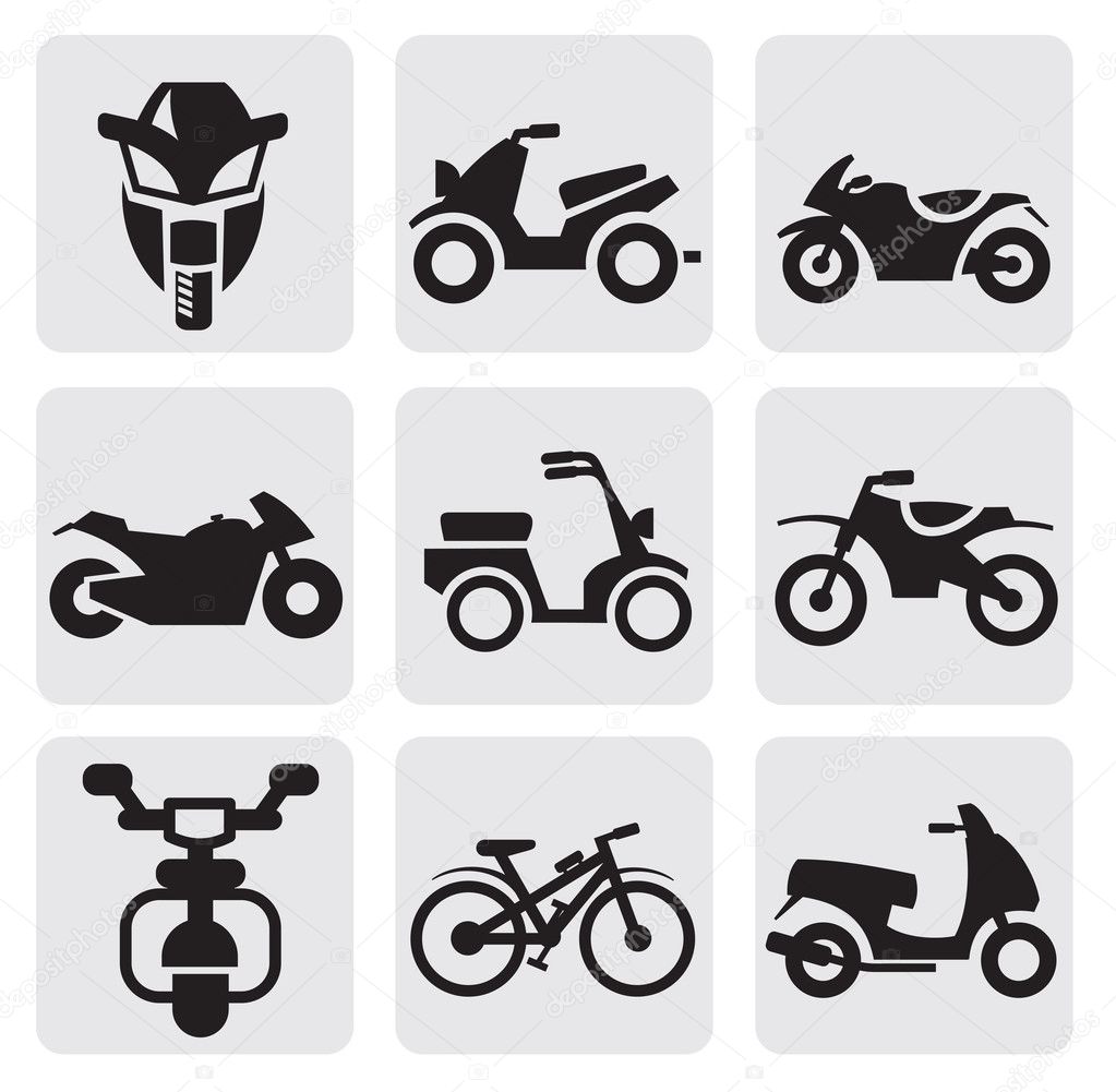 Motorcycles and bicycles set