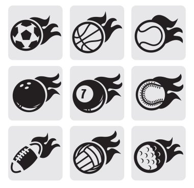 Sports balls on fire clipart