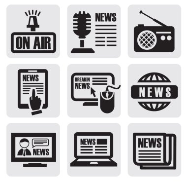 Newspaper media icons clipart