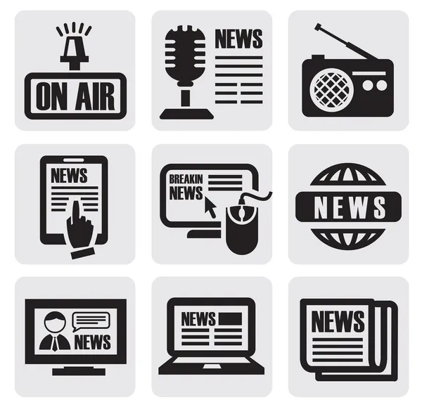 Iconos de medios de comunicación periodísticos — Vector de stock