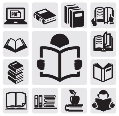 Books icons set clipart