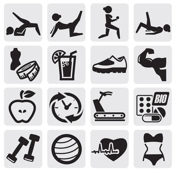 Conjunto de fitness y deporte — Vector de stock