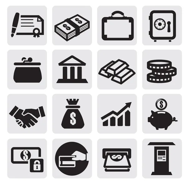 Iconos financieros de negocios — Vector de stock
