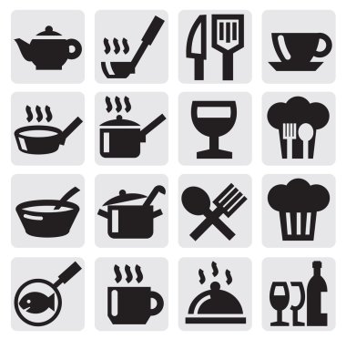 Restaurant, cafe and bar icons clipart