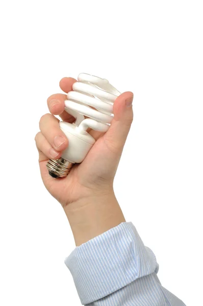 Business holds bulb — 스톡 사진