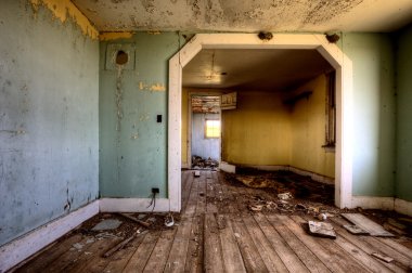 Interior abandoned house prairie clipart