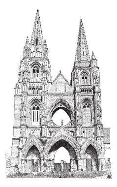 Abbey of St. Jean des Vignes vintage engraving clipart