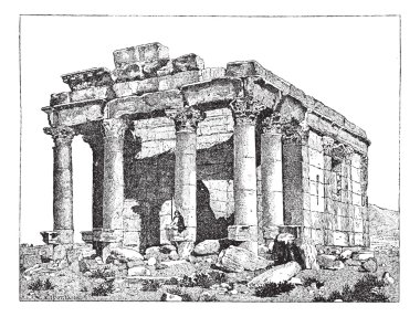 Temple of Diocletian, Palmyra, Syria, vintage engraving. clipart