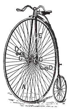 Patron, sıradan bir bisiklet, antika gravür.