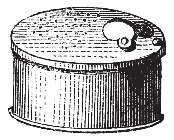 Fig. 65. Fishing gear, Cricket box, vintage engraving. — Stock Vector
