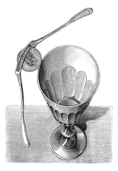 stock vector Fig. 2. The Balancing Forks magic trick, vintage engraving.