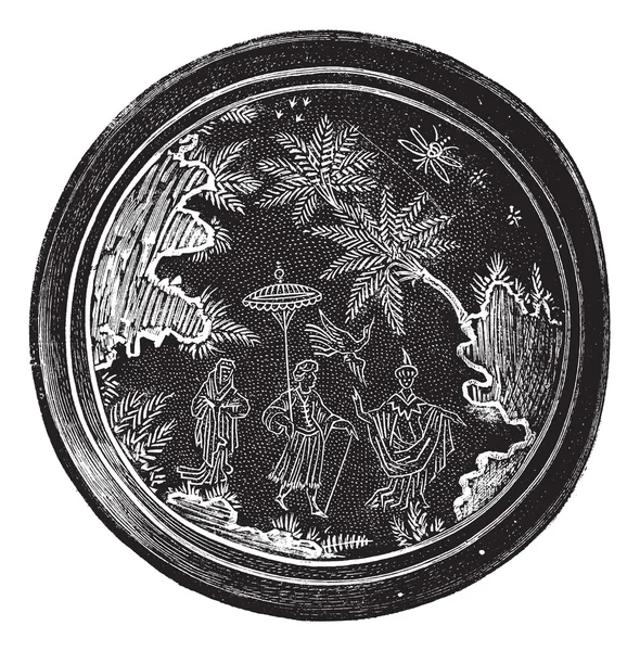 Poterie persane ou poterie iranienne, gravure vintage . — Image vectorielle