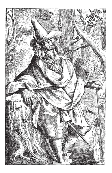Деревянный человек или человек из леса, винтажная гравировка . — стоковый вектор