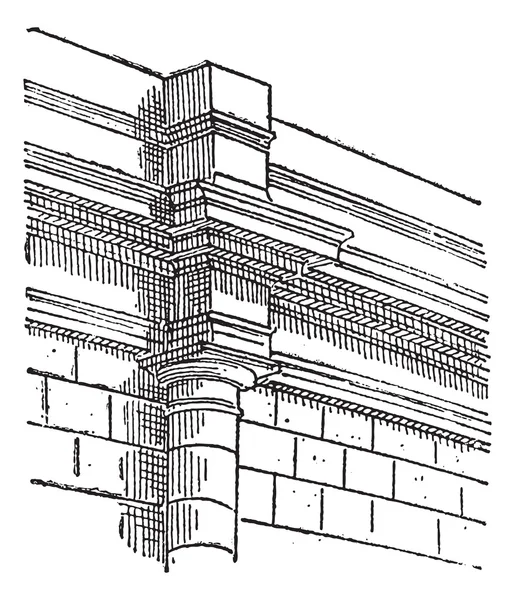 Pilaster, una colonna sporgente, incisione vintage . — Vettoriale Stock