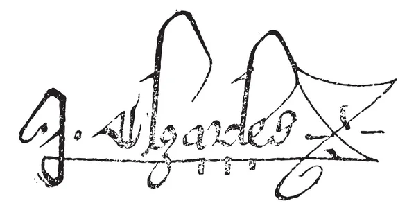 Signatur von Karl V., König von Frankreich, (1337-1380), Jahrgangs-eng. — Stockvektor