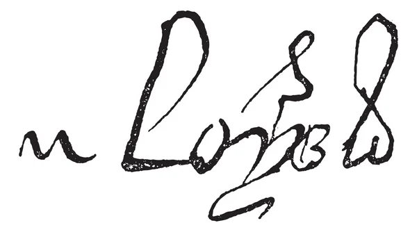 Handtekening van Lodewijk xi, koning van Frankrijk (1423-1483), vintage engra — Stockvector