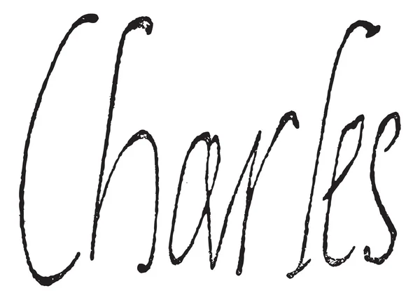 Assinatura de Carlos IX, Rei da França (1550-1574), vintage eng —  Vetores de Stock