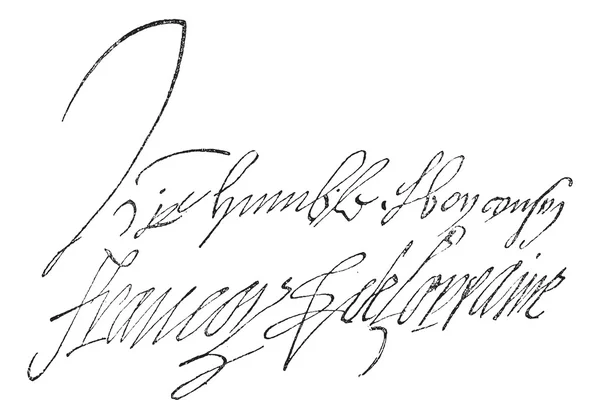 Signature of Francois de Lorraine, Duke of Guise (1519-1562), vi — Stock Vector
