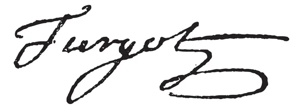 アン ・ ロバート-ジャック ・ テュルゴーまたはバロン デ ラユンヌまたは tur の署名 — ストックベクタ
