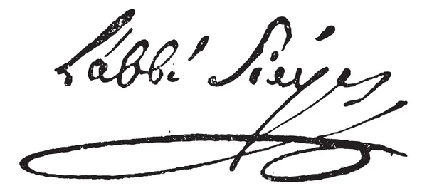 Signatur von emmanuel josef sieyes oder abbe sieyes (1748-1836)), — Stockvektor
