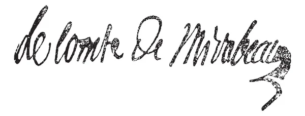 Подпись Виктора де Рикетти или маркиза де Мирабо (1715-178) — стоковый вектор