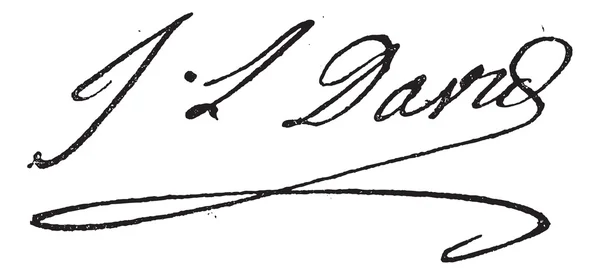 Handtekening van jacques-louis david (1748-1825), vintage gravure. — Stockvector