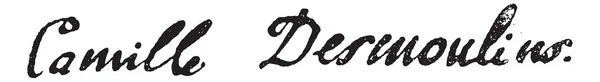 Signatur von lucie simplice camille benoit desmoulins, vintage e — Stockvektor