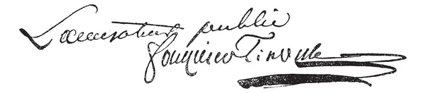 Signatur von antoine quentin fouquier de tinville (1747-1795), v — Stockvektor