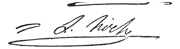 Signature of Louis Lazare Hoche (1768-1797), vintage engraving. — Stock Vector