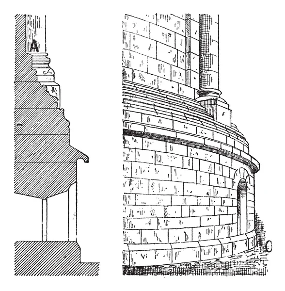 Oostelijke apsis van de kathedraal torenspits, vintage gravure — Stockvector