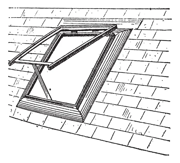 Dachfenster Vintage Gravur — Stockvektor