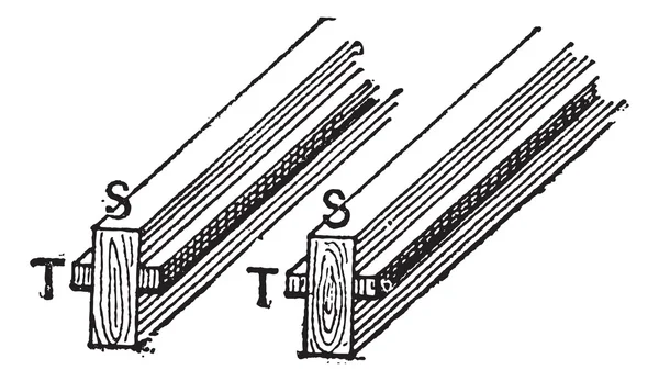 Cleat (T) і джойстик (S) старовинна гравюра — стоковий вектор