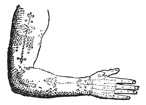 Татуировка на руке человека с гравировкой — стоковый вектор