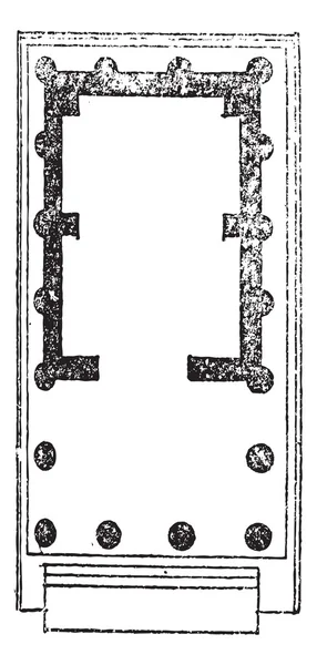 План этажа храма Венеры и Рима, винтажная гравировка — стоковый вектор