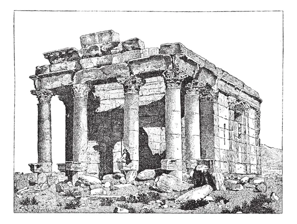 Tempel des Diokletian, Palmyra, Syrien, Vintage-Gravur. — Stockvektor