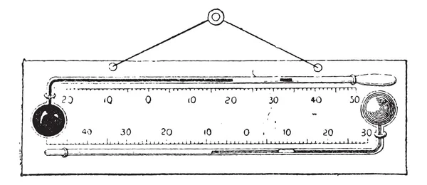 Termometer skala, vintage gravyr. — Stock vektor