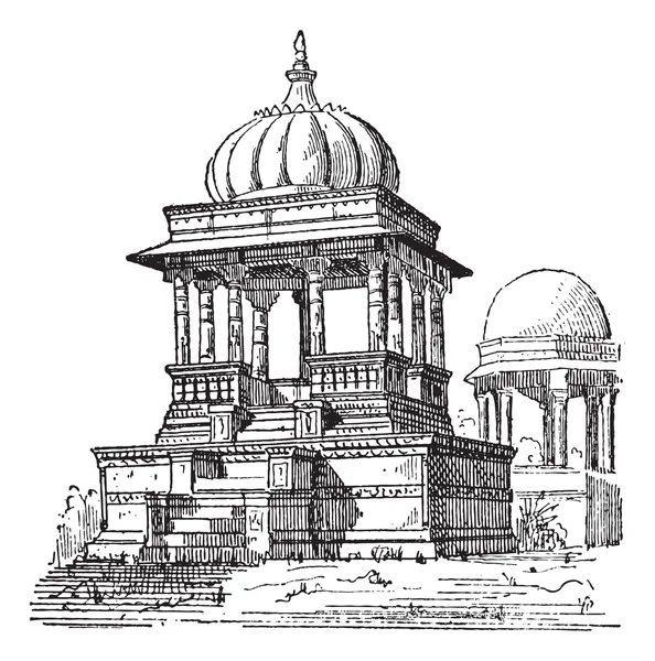 Indiska tomb, vintage gravyr. — Stock vektor
